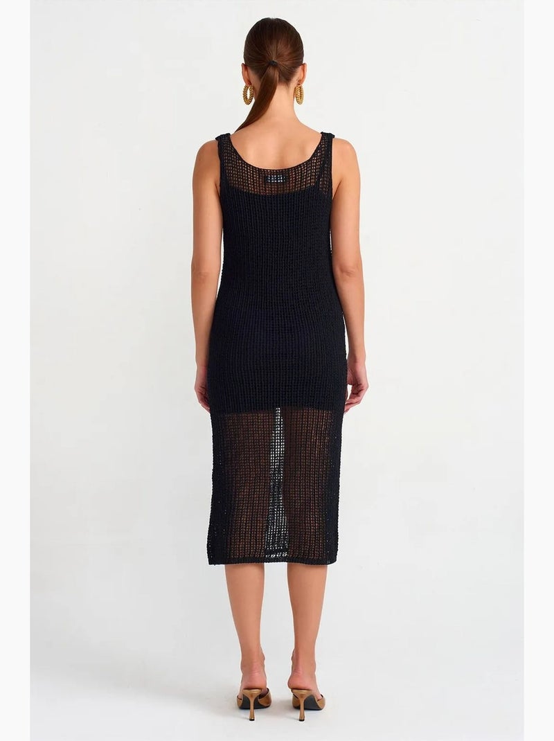 Vestido longo canelado sem mangas dilvin Preto - Kiabi