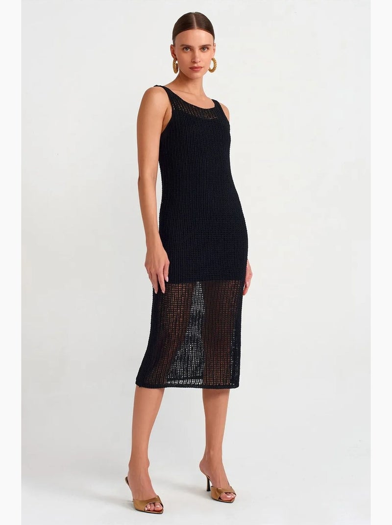 Vestido longo canelado sem mangas dilvin Preto - Kiabi