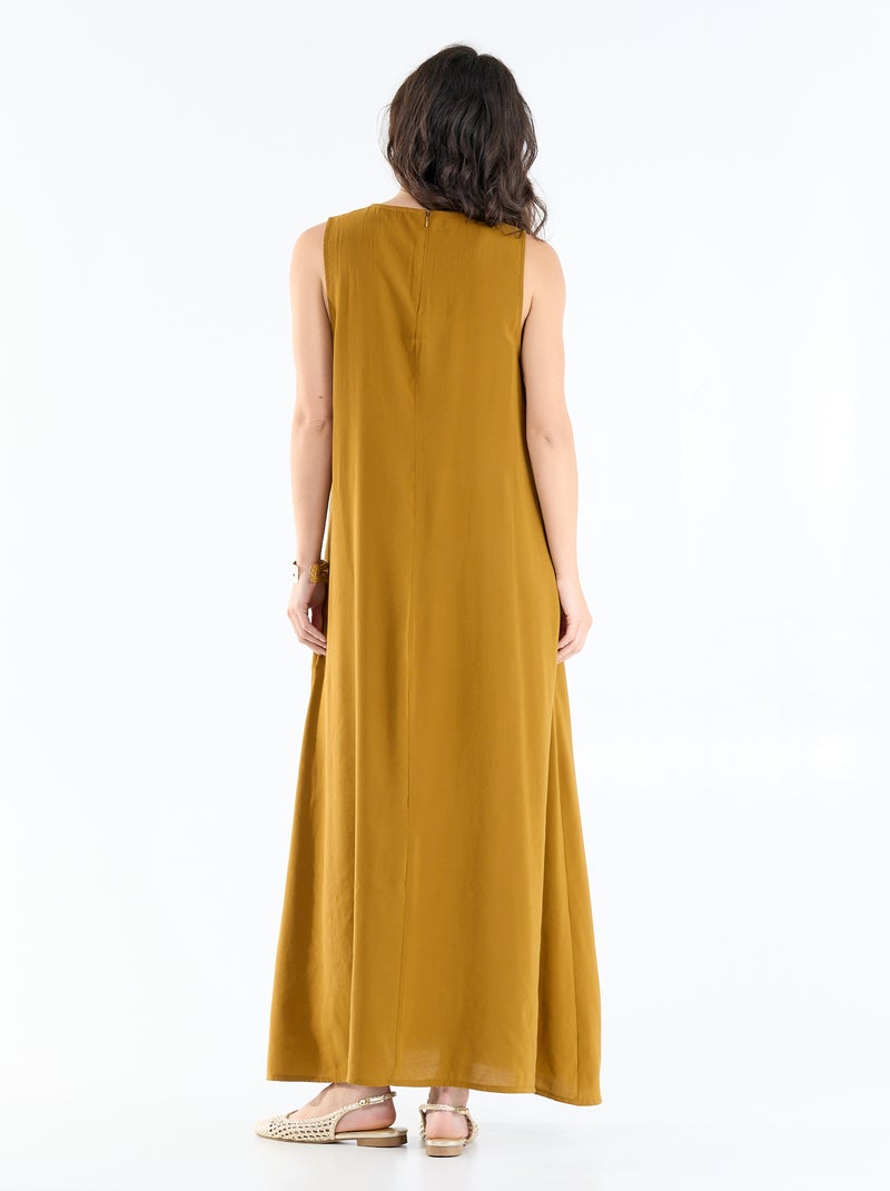 Vestido longo de corte amplo Castanho - Kiabi