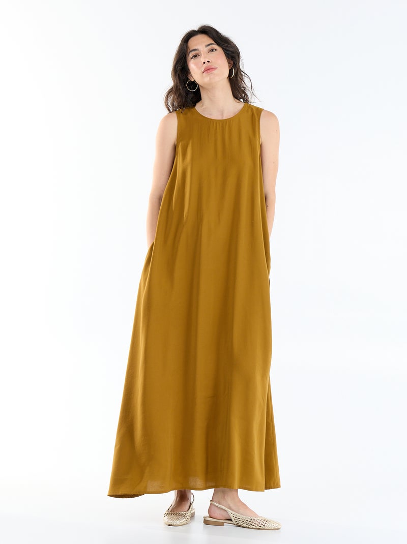 Vestido longo de corte amplo Castanho - Kiabi