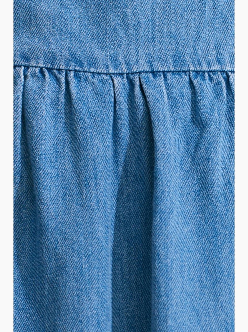 Vestido longo de ganga dilvin Azul-safira - Kiabi