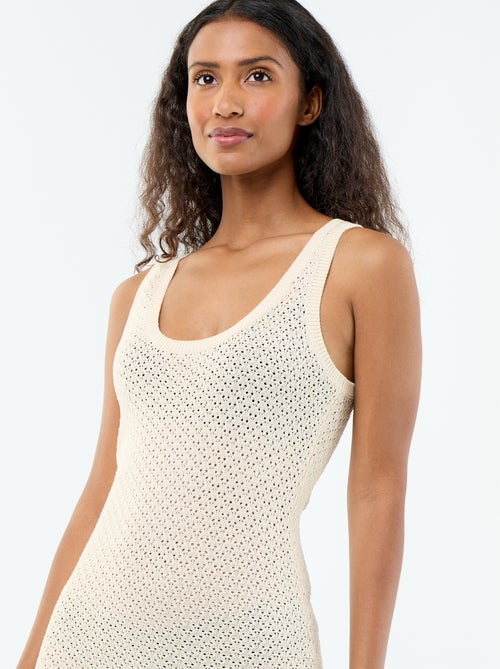 Vestido longo de praia em malha de crochê - Kiabi