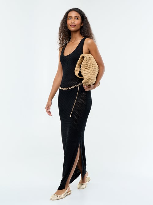 Vestido longo de praia em malha de crochê - Kiabi