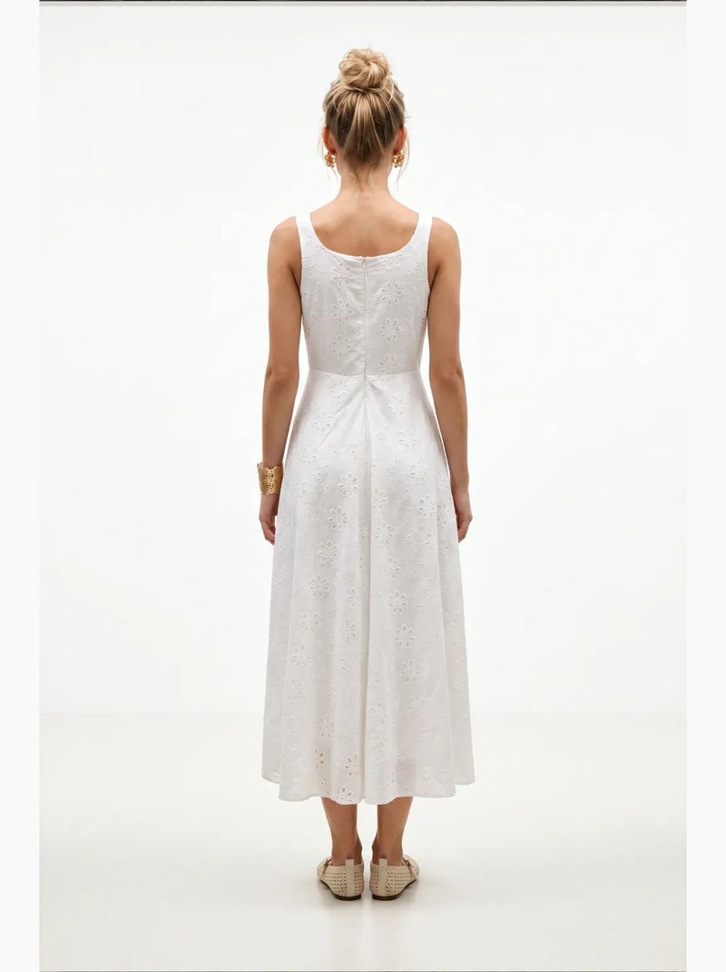 Vestido longo em mistura de algodão istanbul Branco - Kiabi