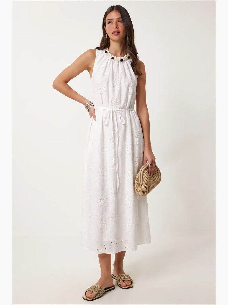 Vestido longo em mistura de modal istanbul Branco - Kiabi
