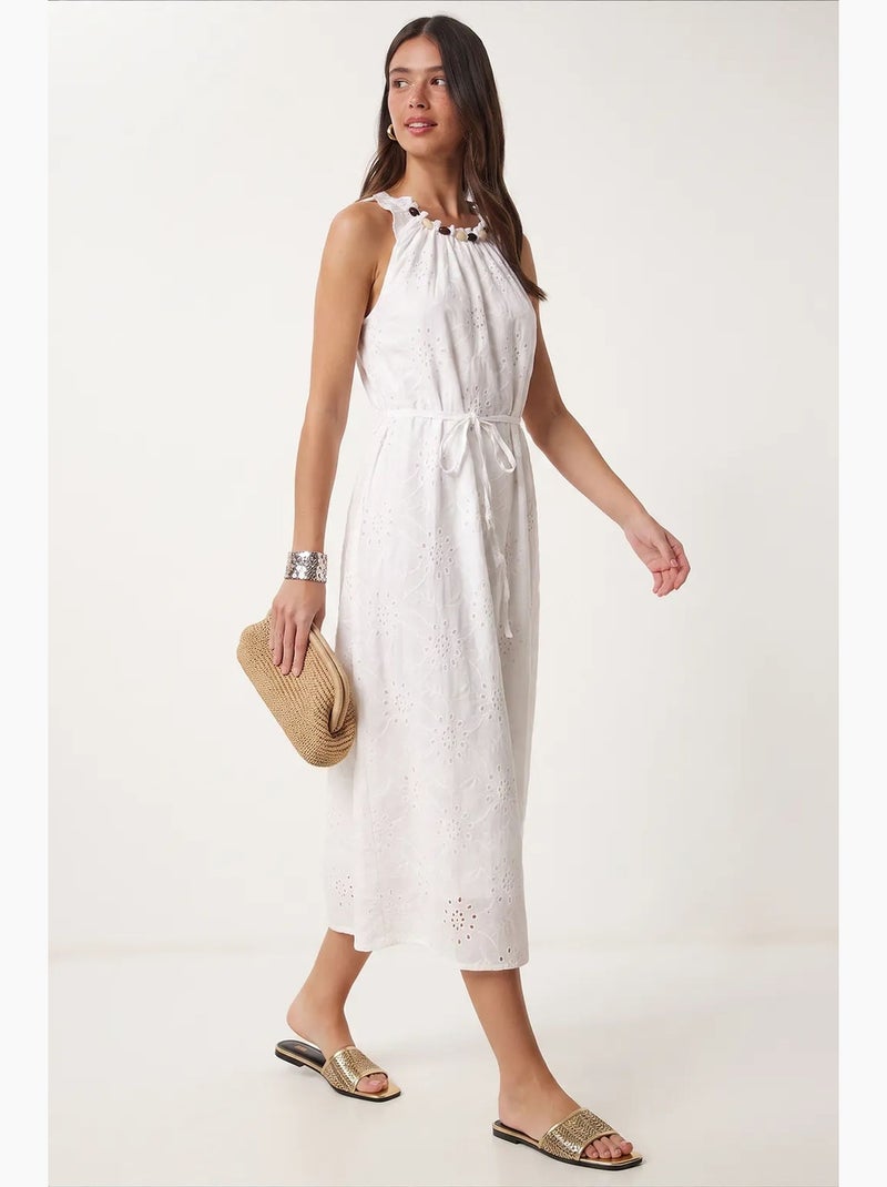 Vestido longo em mistura de modal istanbul Branco - Kiabi