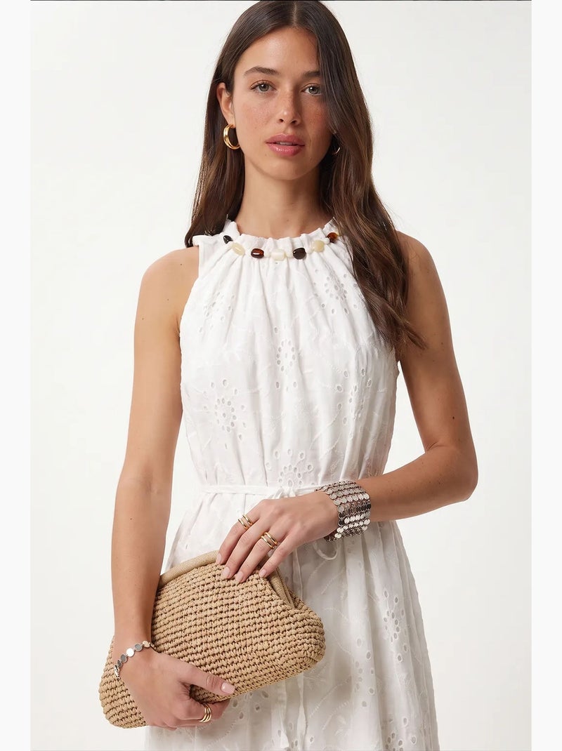Vestido longo em mistura de modal istanbul Branco - Kiabi