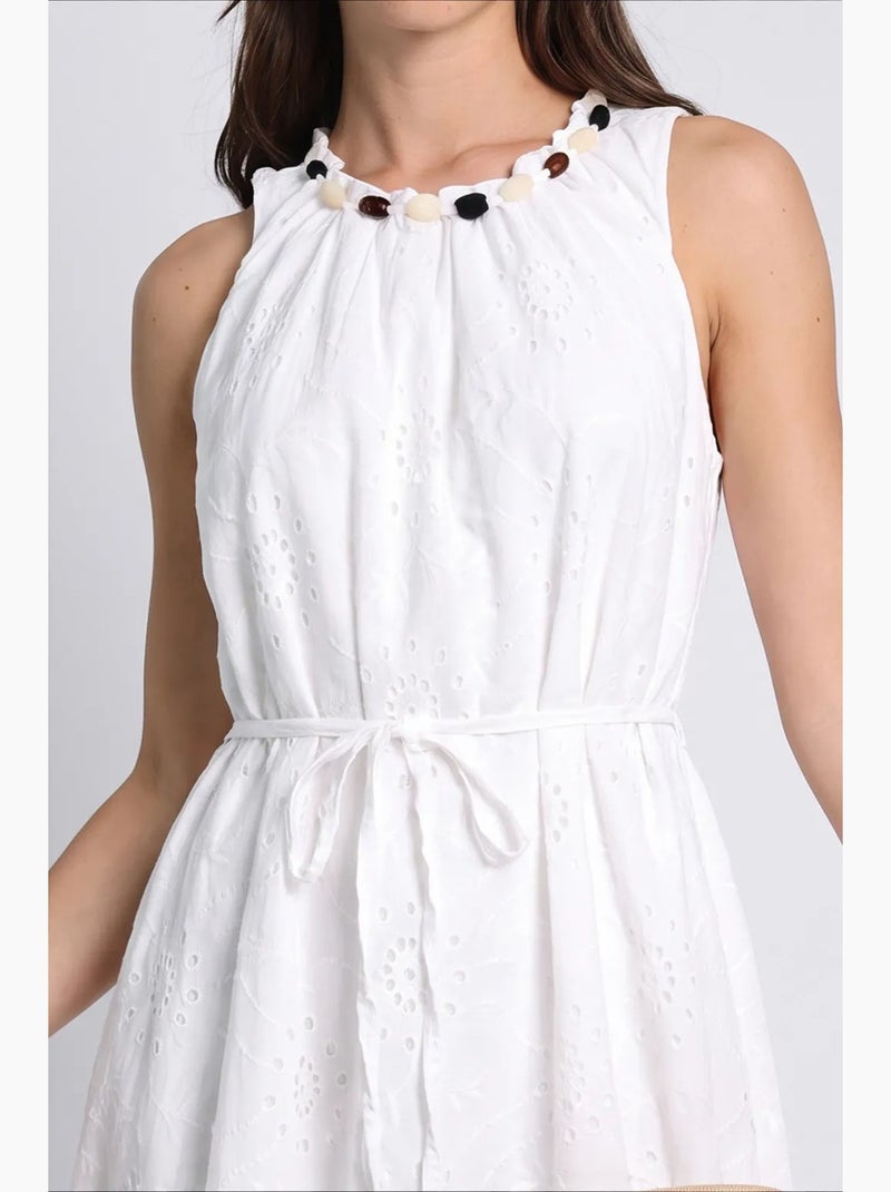 Vestido longo em mistura de modal istanbul Branco - Kiabi
