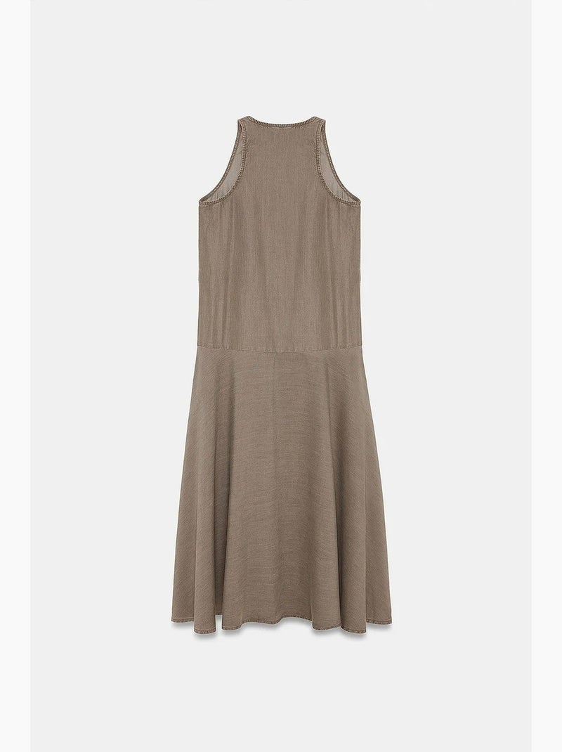 Vestido longo reto sem mangas dilvin Cáqui - Kiabi