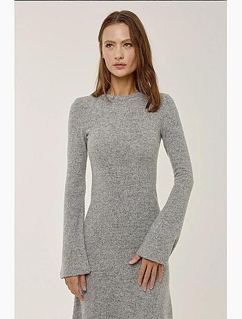 Vestido longo texturizado com gola redonda hiccup