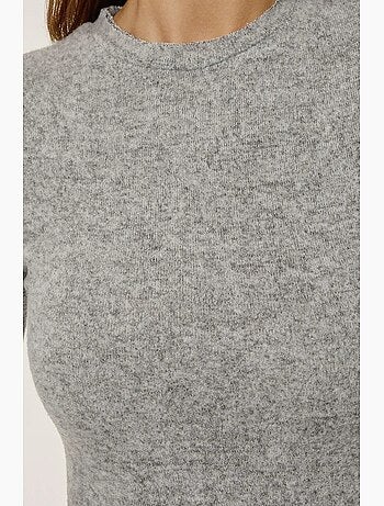 Vestido longo texturizado com gola redonda hiccup