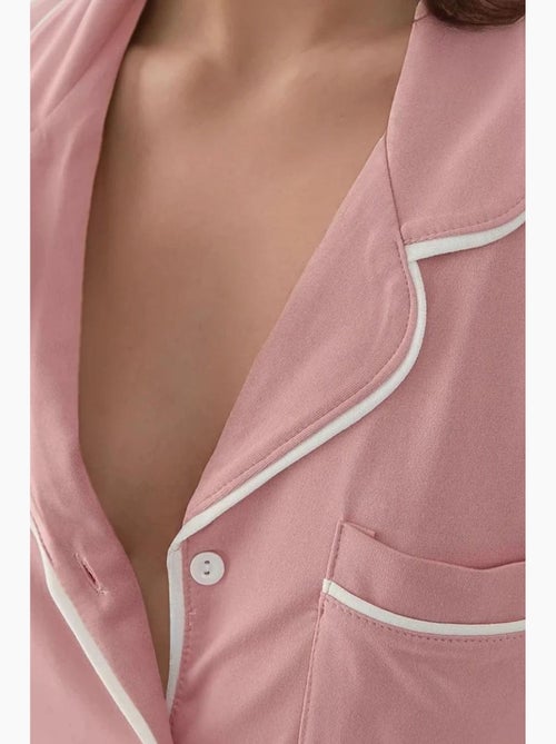 Vestido lounge mini extra soft touch de corte descontraído com colarinho de camisa hiccup - Kiabi Vestido lounge mini extra soft touch de corte descontraído com colarinho de camisa hiccup - Kiabi