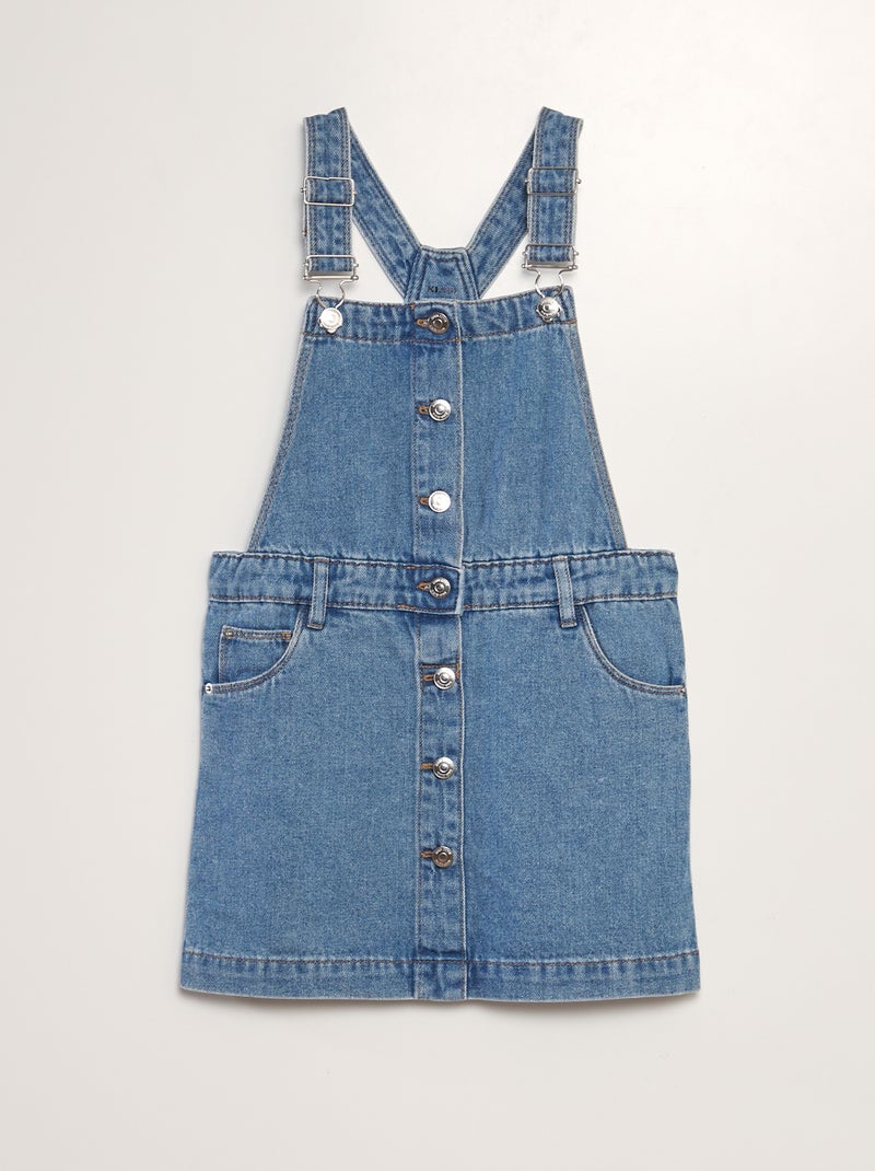 Vestido-macacão curto em ganga AZUL - Kiabi