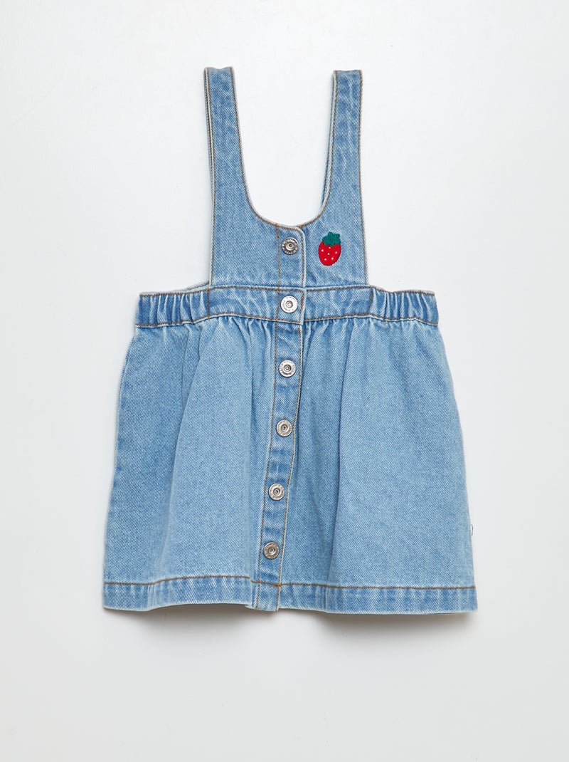 Vestido-macacão de ganga bordado AZUL - Kiabi