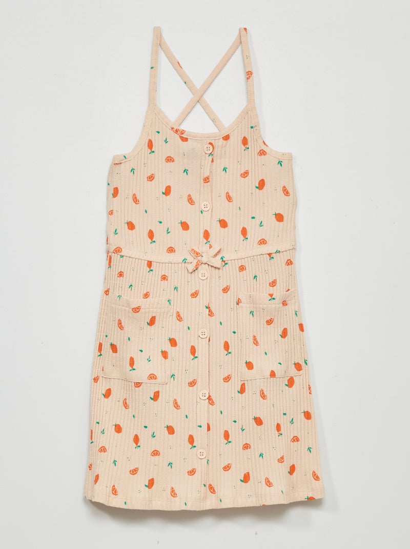 Vestido-macacão de malha canelada BEGE - Kiabi