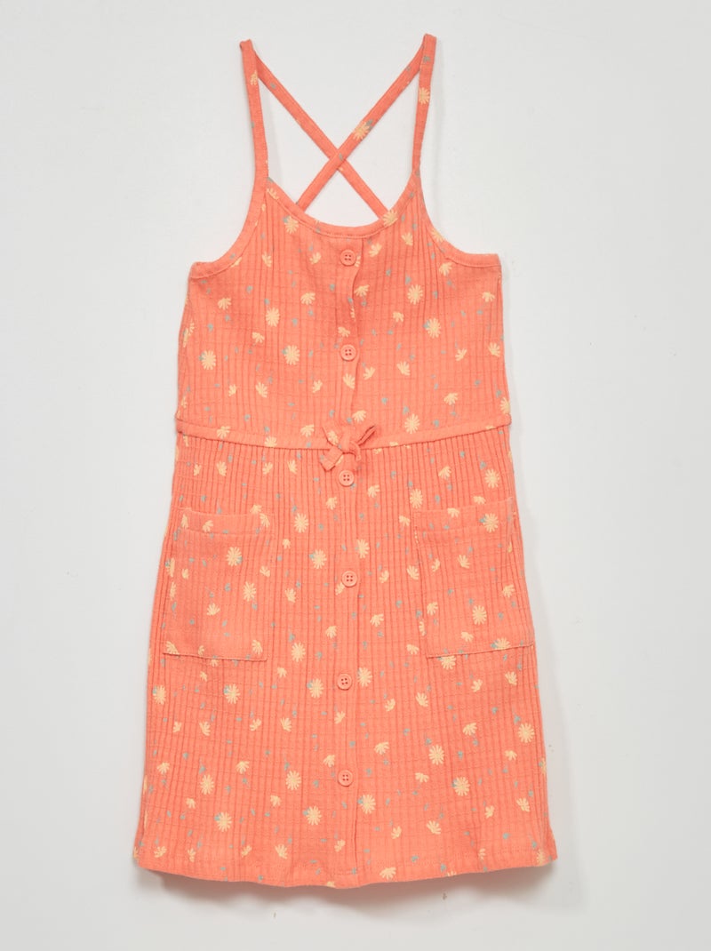 Vestido-macacão de malha canelada LARANJA - Kiabi
