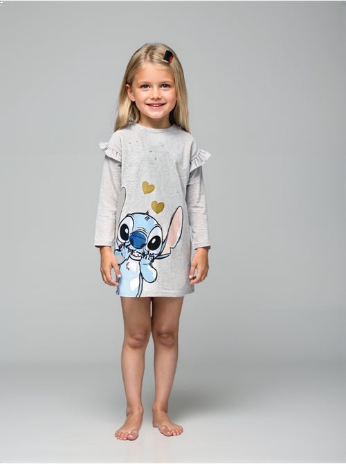 Vestido mangas compridas lilo & stitch cinzento menina | licença oficial - Kiabi