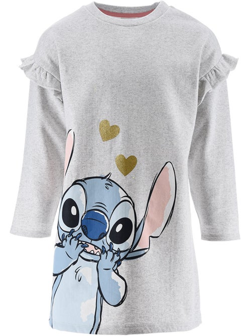 Vestido mangas compridas lilo & stitch cinzento menina | licença oficial - Kiabi