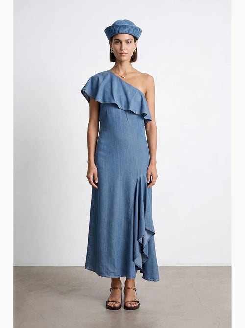 Vestido maxi assimétrico de uma manga dilvin - Kiabi