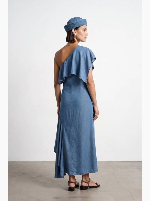 Vestido maxi assimétrico de uma manga dilvin - Kiabi