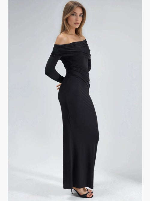 Vestido maxi bodycon assimétrico com racha hiccup - Kiabi