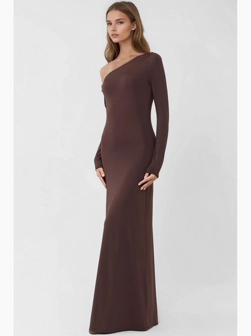 Vestido maxi bodycon com gola assimétrica hiccup - Kiabi