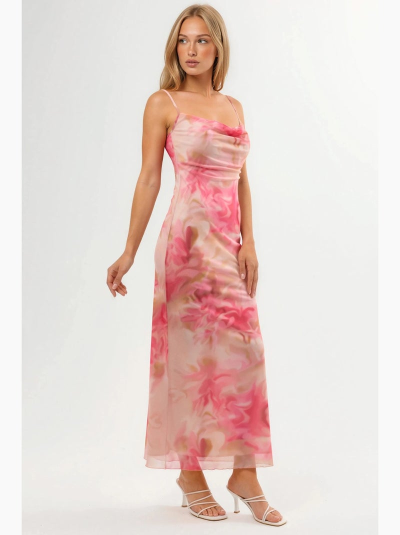 Vestido maxi bodycon em tule estampado hiccup Rosa-claro - Kiabi