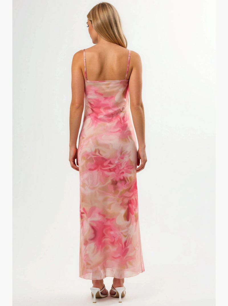 Vestido maxi bodycon em tule estampado hiccup Rosa-claro - Kiabi