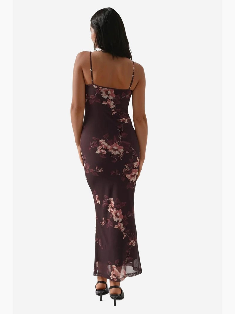 Vestido maxi bodycon estampado hiccup Castanho-escuro - Kiabi