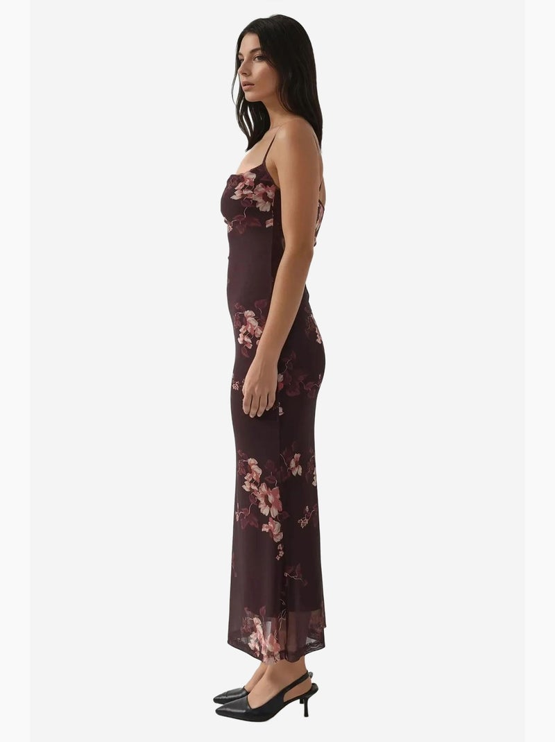Vestido maxi bodycon estampado hiccup Castanho-escuro - Kiabi