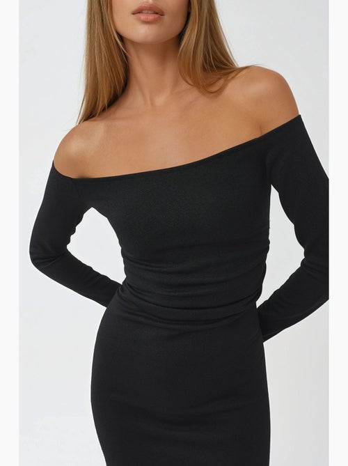 Vestido maxi bodycon ombros descobertos busem - Kiabi