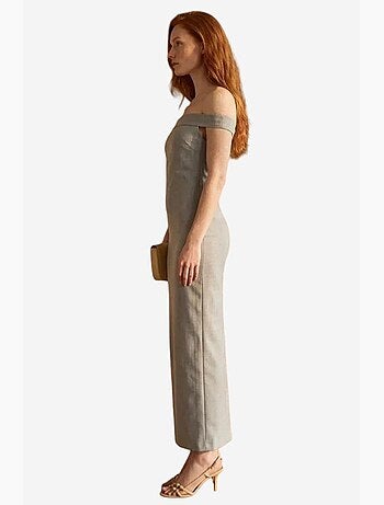 Vestido maxi bodycon ombros descobertos com racha my fashion
