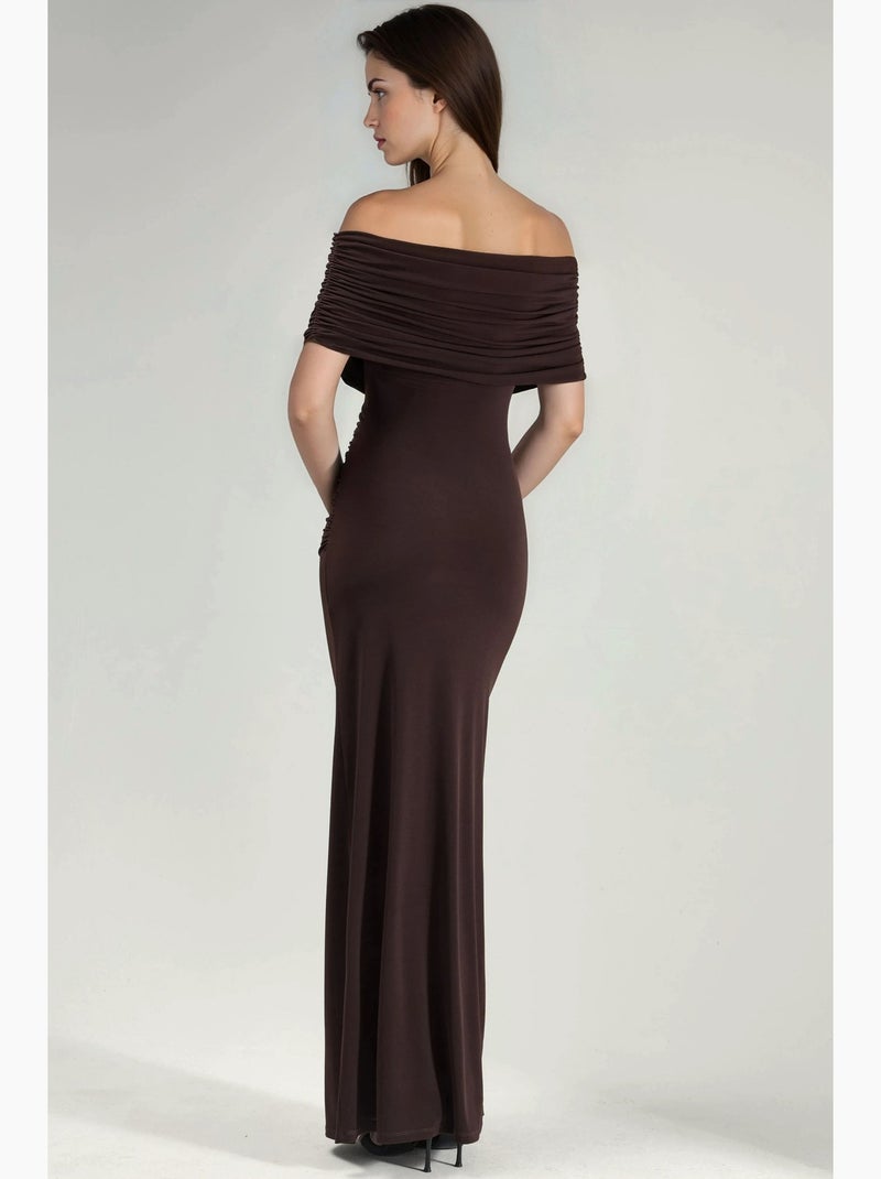 Vestido maxi bodycon sem alças hiccup Castanho-chocolate - Kiabi