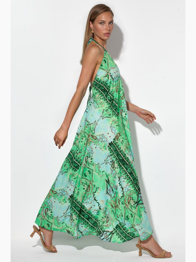 Vestido maxi boémio com padrão étnico hiccup Verde anis - Kiabi