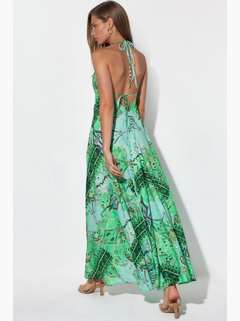 Vestido maxi boémio com padrão étnico hiccup Verde anis - Kiabi