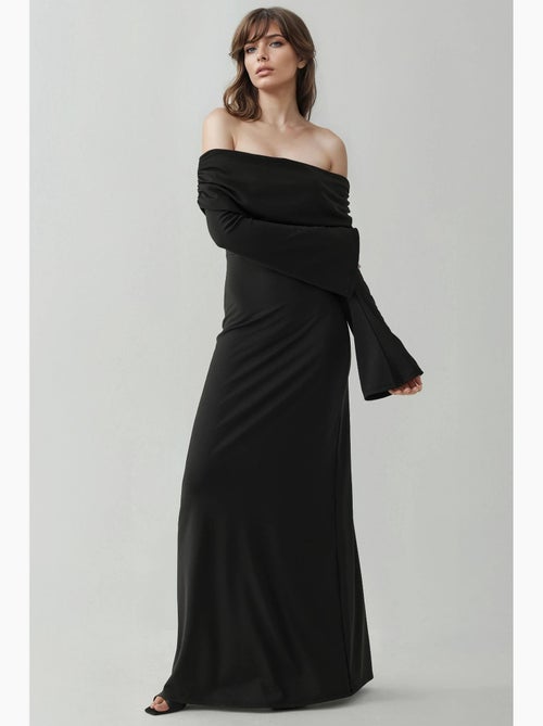 Vestido maxi cai-cai com racha hiccup - Kiabi