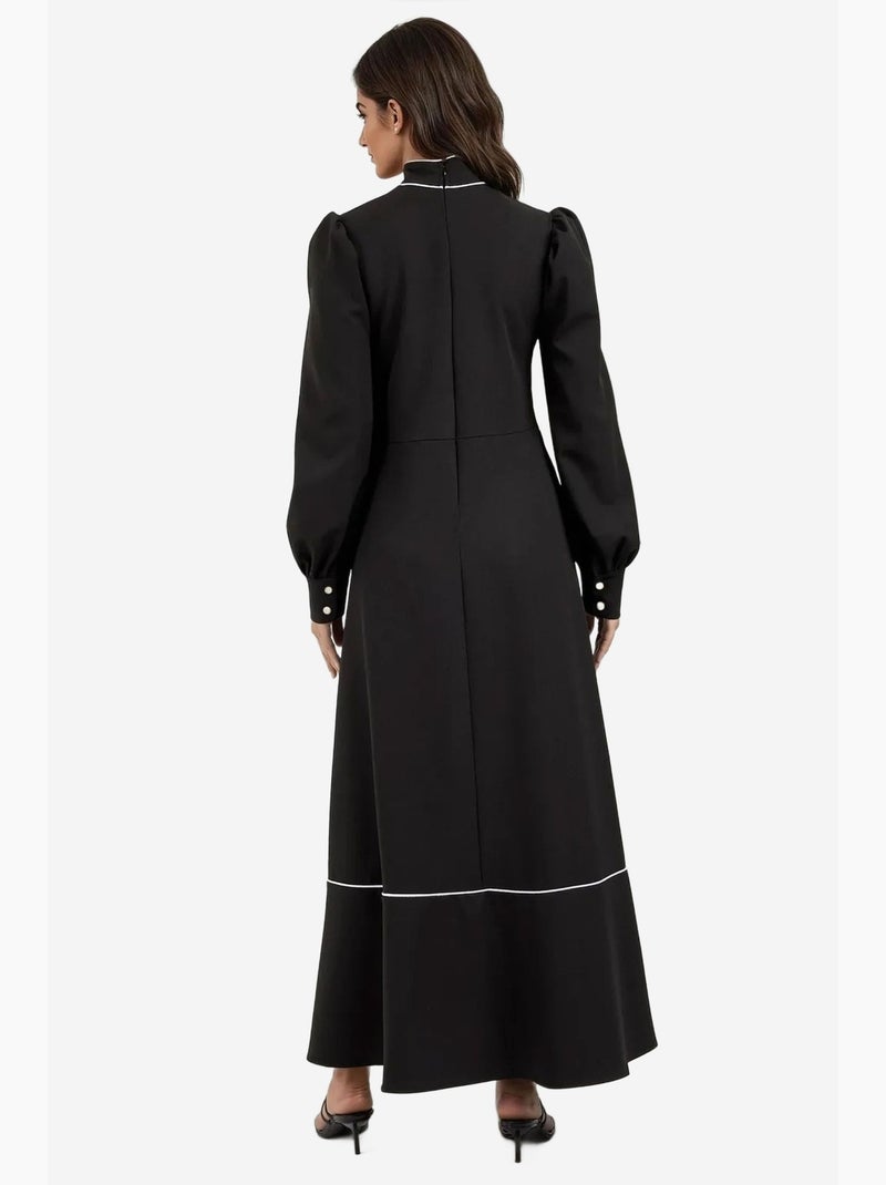 Vestido maxi color block com meia gola alta hiccup Preto - Kiabi