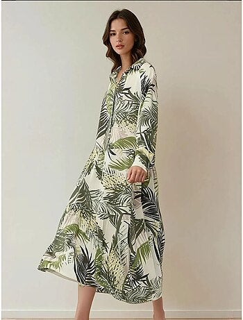 Vestido maxi com colarinho de camisa e padrão floral hiccup