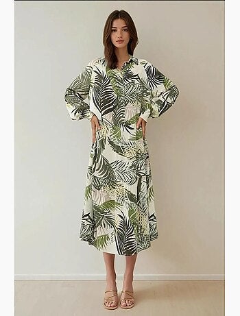 Vestido maxi com colarinho de camisa e padrão floral hiccup