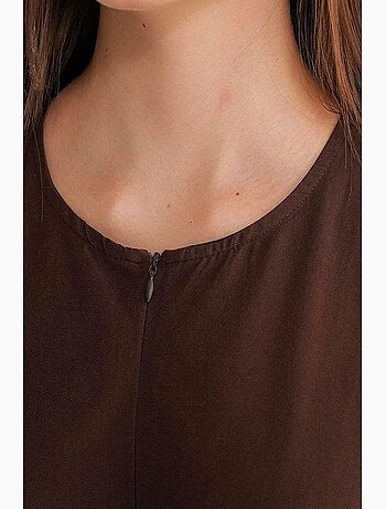 Vestido maxi com colarinho e detalhes de folhos mixray