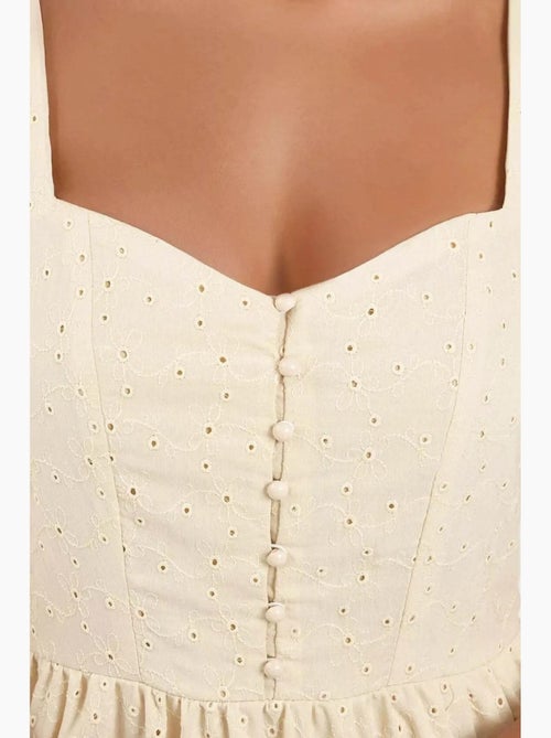 Vestido maxi com decote coração bordado hiccup - Kiabi