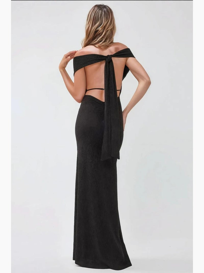 Vestido maxi com decote em coração hiccup Preto - Kiabi