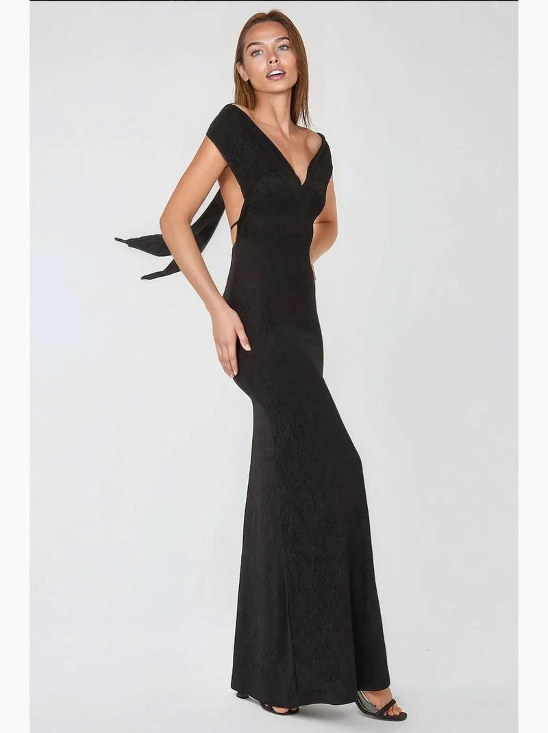 Vestido maxi com decote em coração hiccup Preto - Kiabi