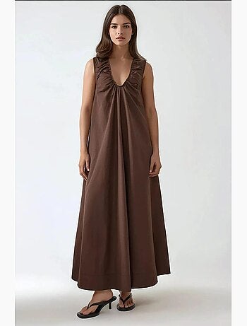 Vestido maxi com decote em u hiccup