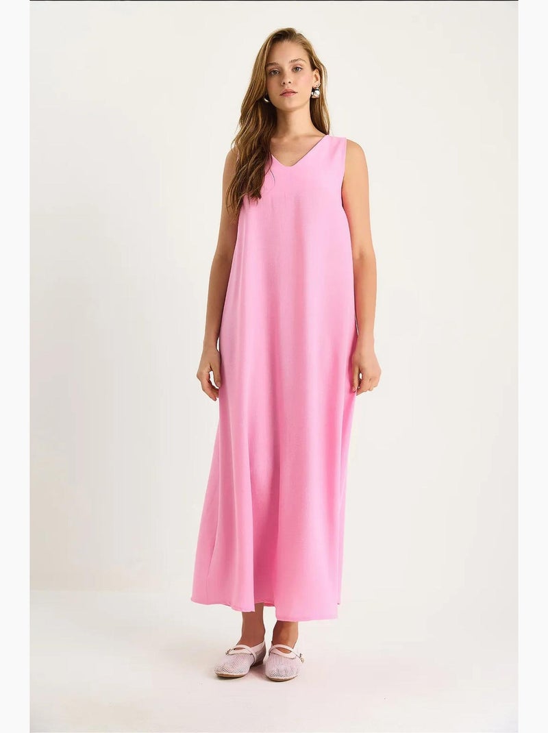 Vestido maxi com decote em v lucci Rosa-claro - Kiabi