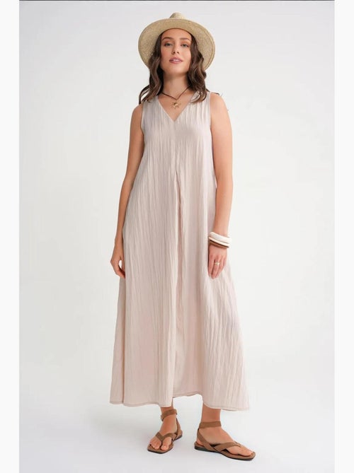 Vestido maxi com decote em v mixray - Kiabi Vestido maxi com decote em v mixray - Kiabi