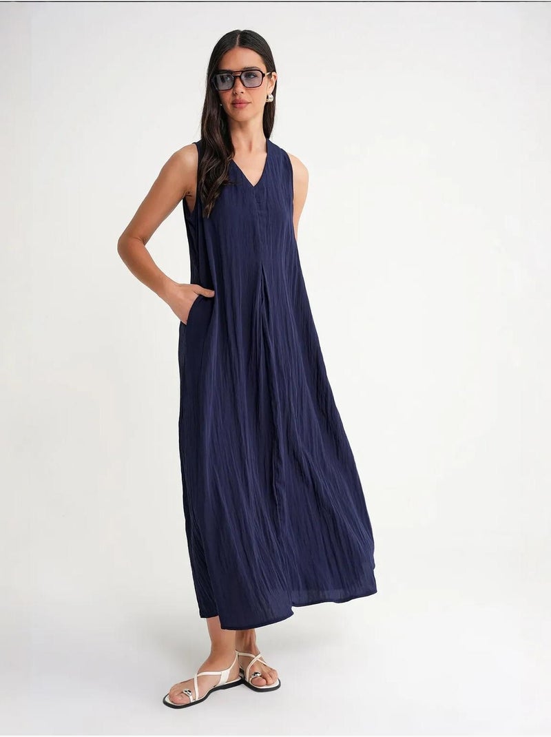 Vestido maxi com decote em v mixray Azul-marinho - Kiabi