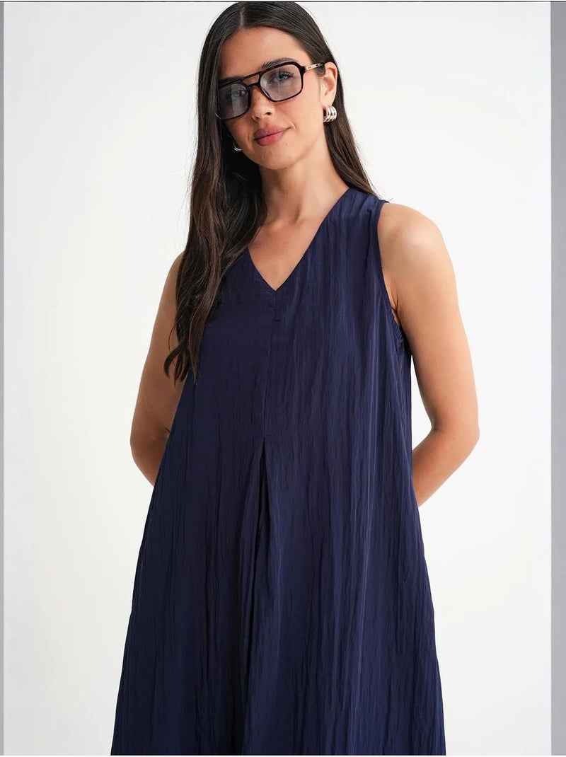Vestido maxi com decote em v mixray Azul-marinho - Kiabi