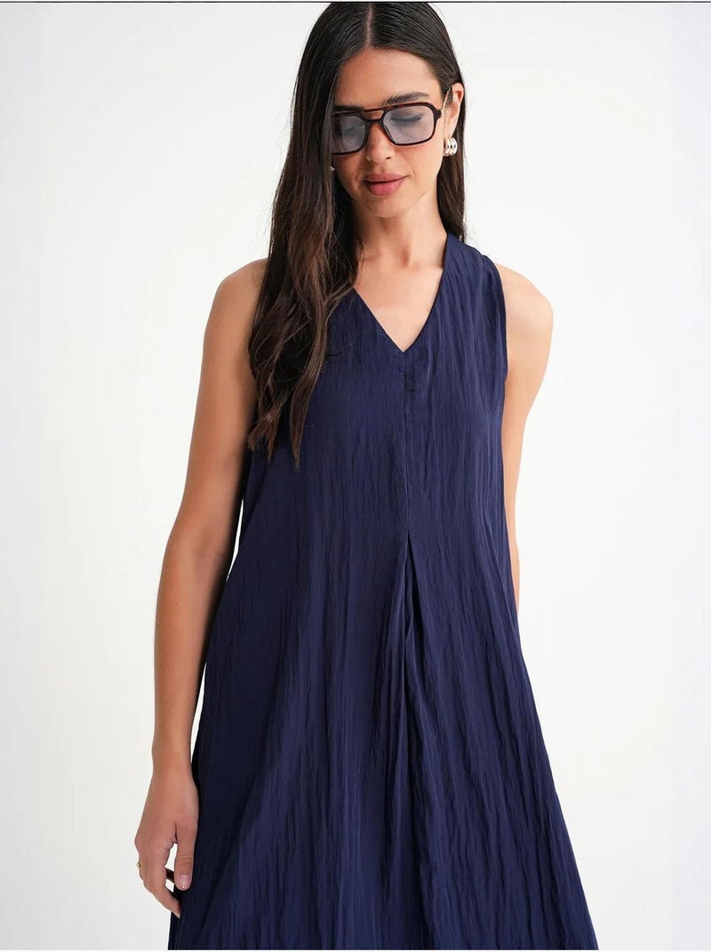 Vestido maxi com decote em v mixray Azul-marinho - Kiabi