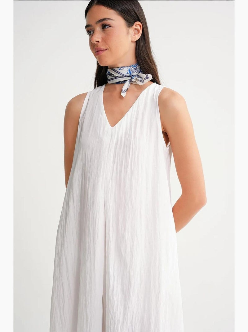 Vestido maxi com decote em v mixray Branco - Kiabi